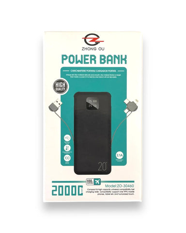 Power bank caricatore portatile 20000mah 3 ingressi cavo Mondello Store