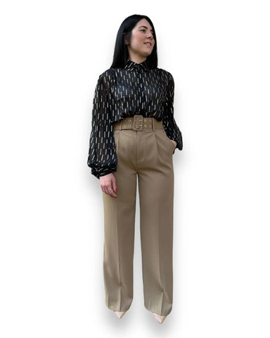 Pantalone ampio con cintura cammello Mondello Store