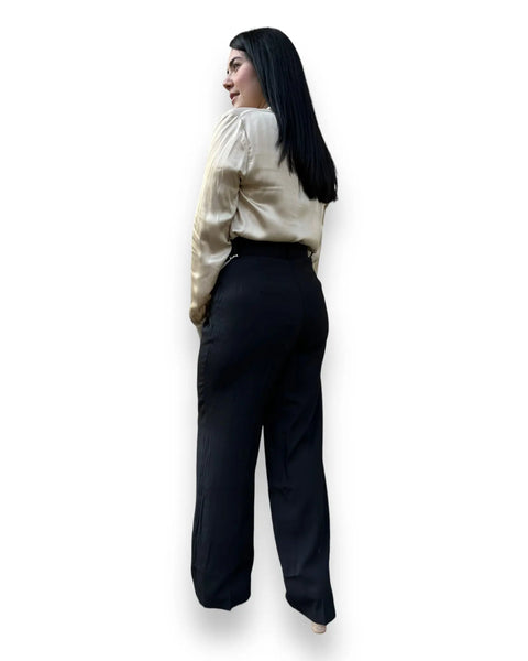 Pantalone ampio con cintura nero mondello store