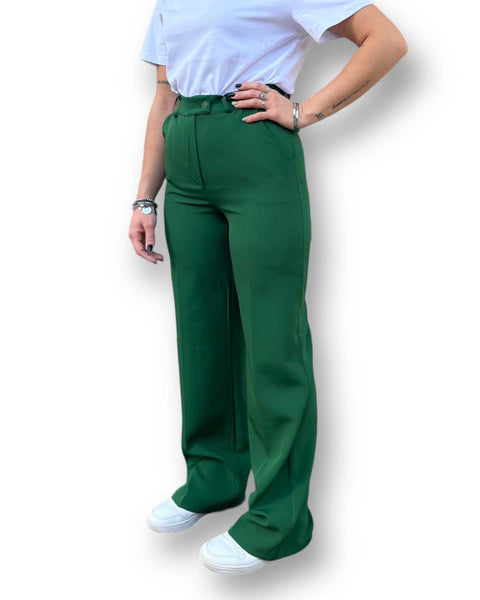 Pantalone fondo ampio verde petrolio Mondello Store